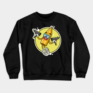 40 Ounce Beer Bottle Cartoon Character Crewneck Sweatshirt